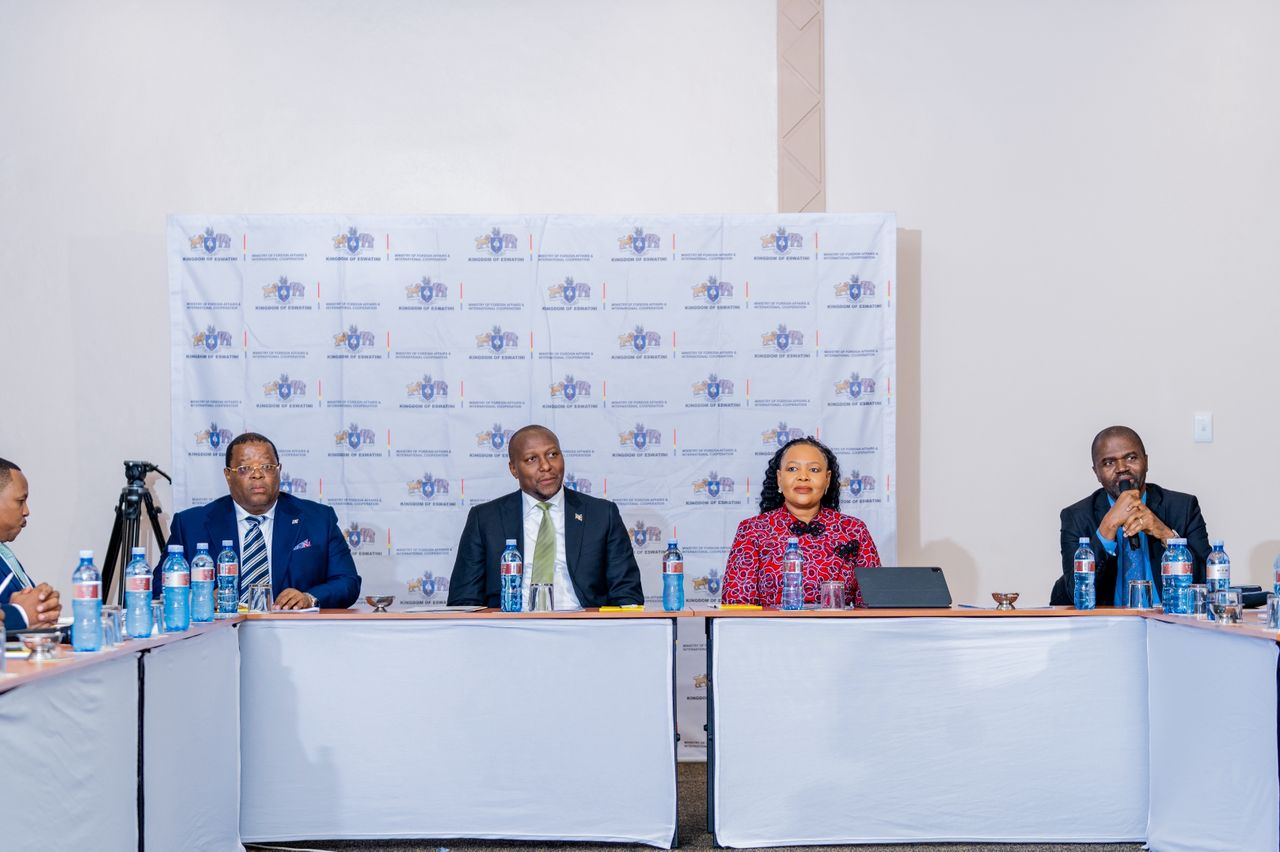 Minister of Foreign Affairs and International Cooperation Senator Pholile Shakantu and Prime Minister Russell Mmiso Dlamini during the Consultative Programme for Ambassadors at Royal Villas in Ezulwini on April 29, 2026.