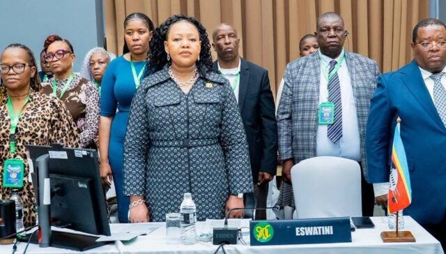 Minister of Foreign Affairs and International Cooperation, Senator Pholile Shakantu, with the Kingdom of Eswatini's delegation at the 28th SADC Ministerial Committee of the Organ meeting in Salima, Malawi.