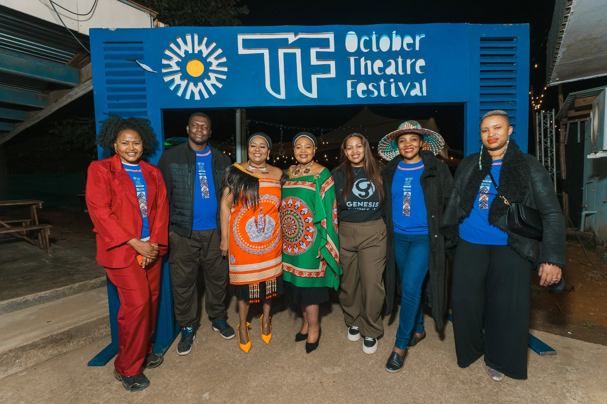 Minister Pholile Shakantu, founder of Genesis Ekucaleni Media, one of the event sponsors, with other stakeholders at the October International Theatre Festival launch. Photo by Tribes Studio.