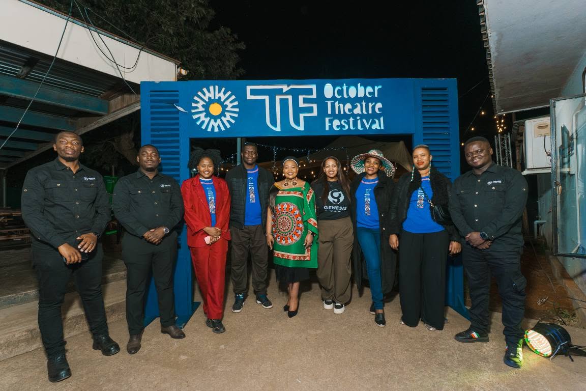 Minister Pholile Shakantu, founder of Genesis Ekucaleni Media, one of the event sponsors, with other stakeholders at the October International Theatre Festival launch. Photo by Tribes Studio.