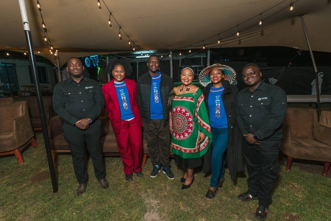 Minister Pholile Shakantu, founder of Genesis Ekucaleni Media, one of the event sponsors, with other stakeholders at the October International Theatre Festival launch. Photo by Tribes Studio.