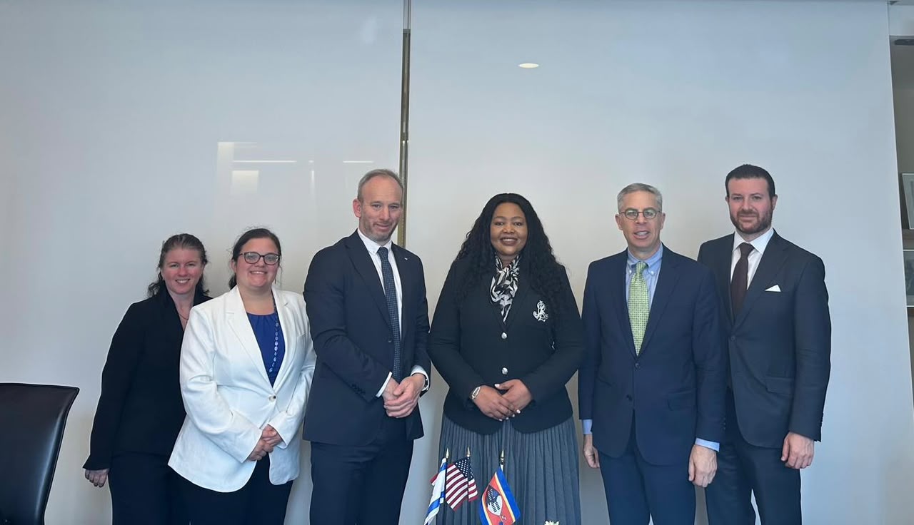 Pholile Shakantu, Minister of Foreign Affairs and International Cooperation, with AJC Chairman Michael Feldstein, Congressman Ted Deutch, CEO of the American Jewish Committee, Robert E. Lapin, AJC President, and Wayne Sussman, Director of the AJC Africa Institute, during an engagement on the sidelines of the 81st UN General Assembly.